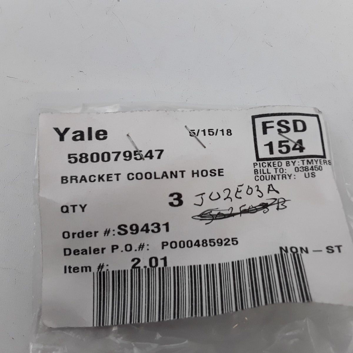 Coolant Hose Bracket Retainer By Yale Forklift Parts 580079547