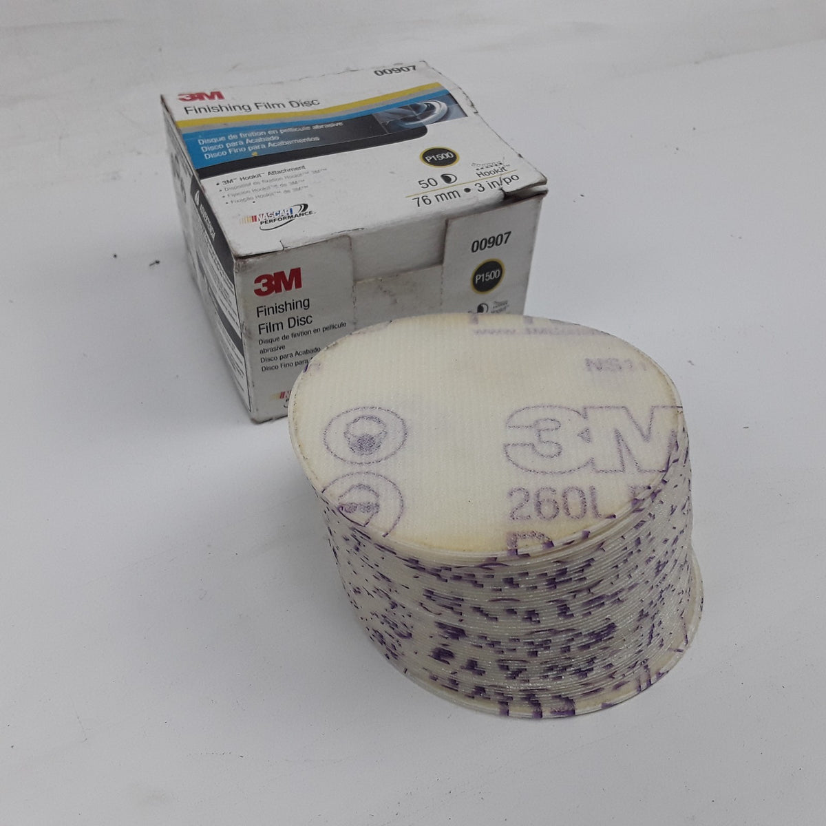 3M 00907 Finishing Film Abrasive Disc P1500 3 in 76mm 50 Discs Per Carton