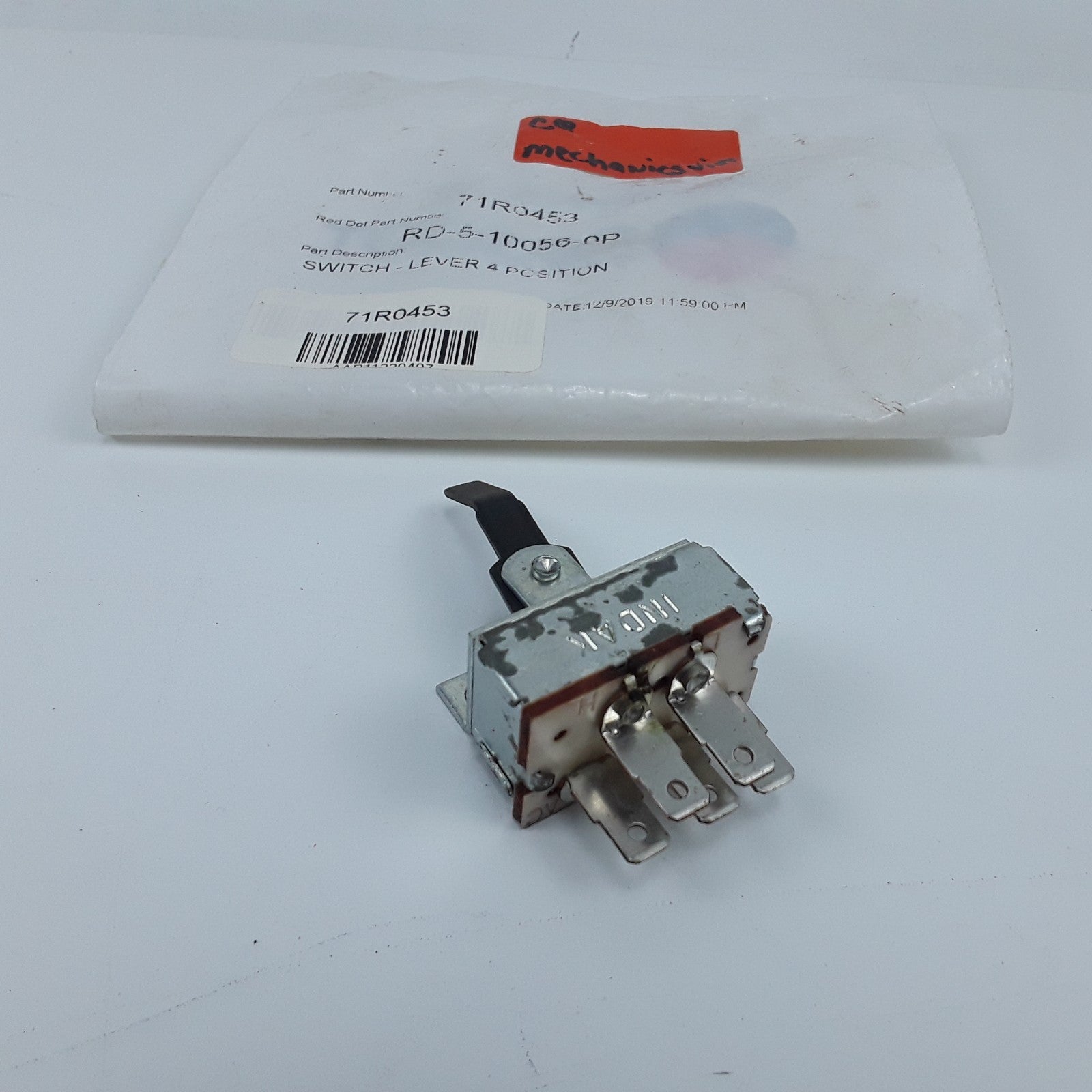 Red Dot 71R0453 Bent Lever Blower Switch Assembly 4 Positions Heavy Duty