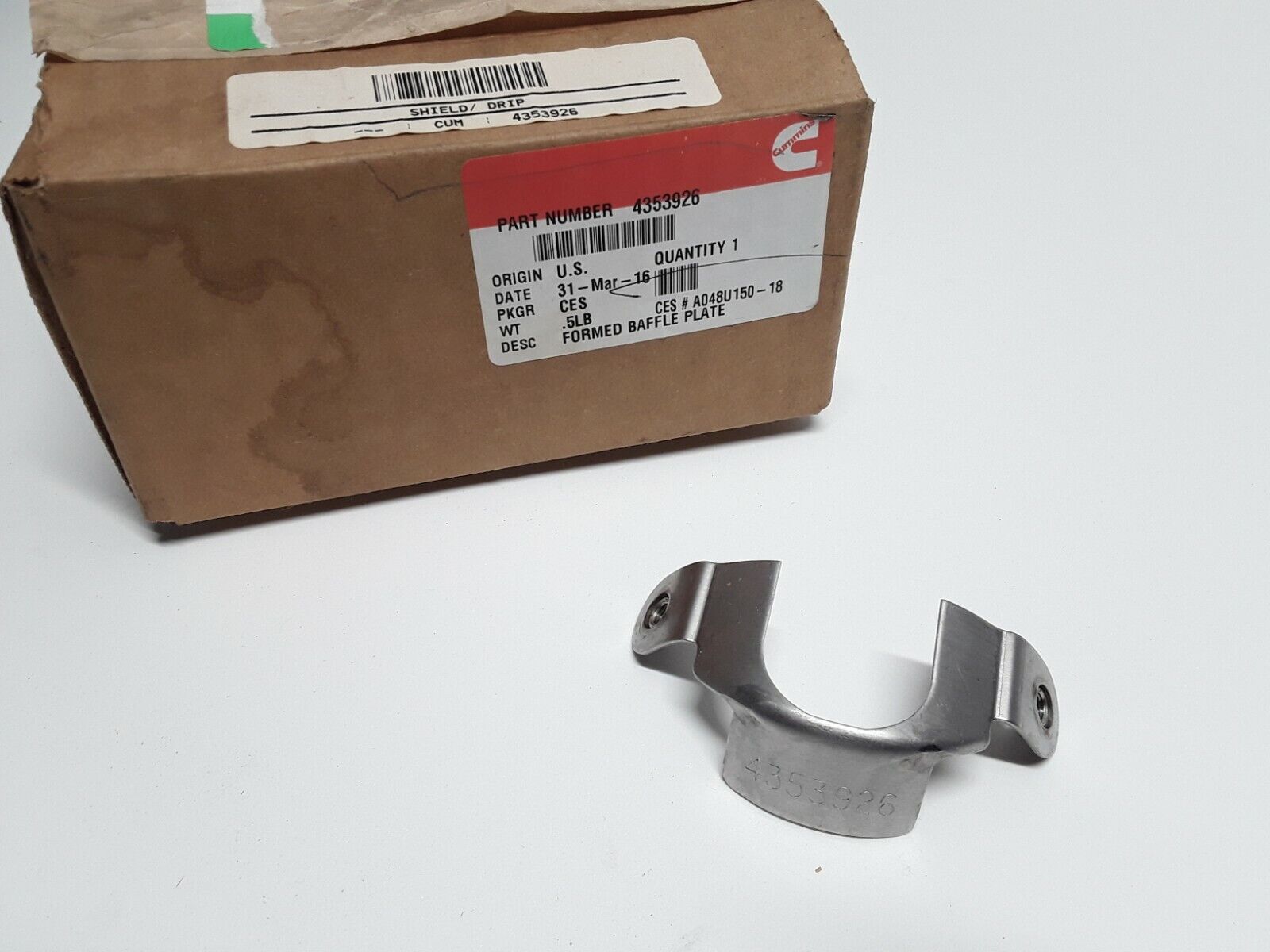 4353926 GENUINE OEM CUMMINS DRIP SHIELD STAINLESS FAST FREE SHIPPING - HotCarParts