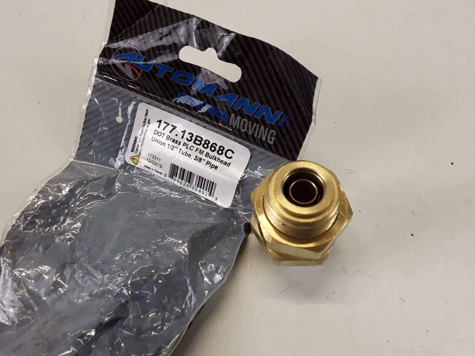 Brass PLC FM Bulkhead Union 1/2 Tube X 3/8in Pipe For Air Hose Fitting Connector - HotCarParts