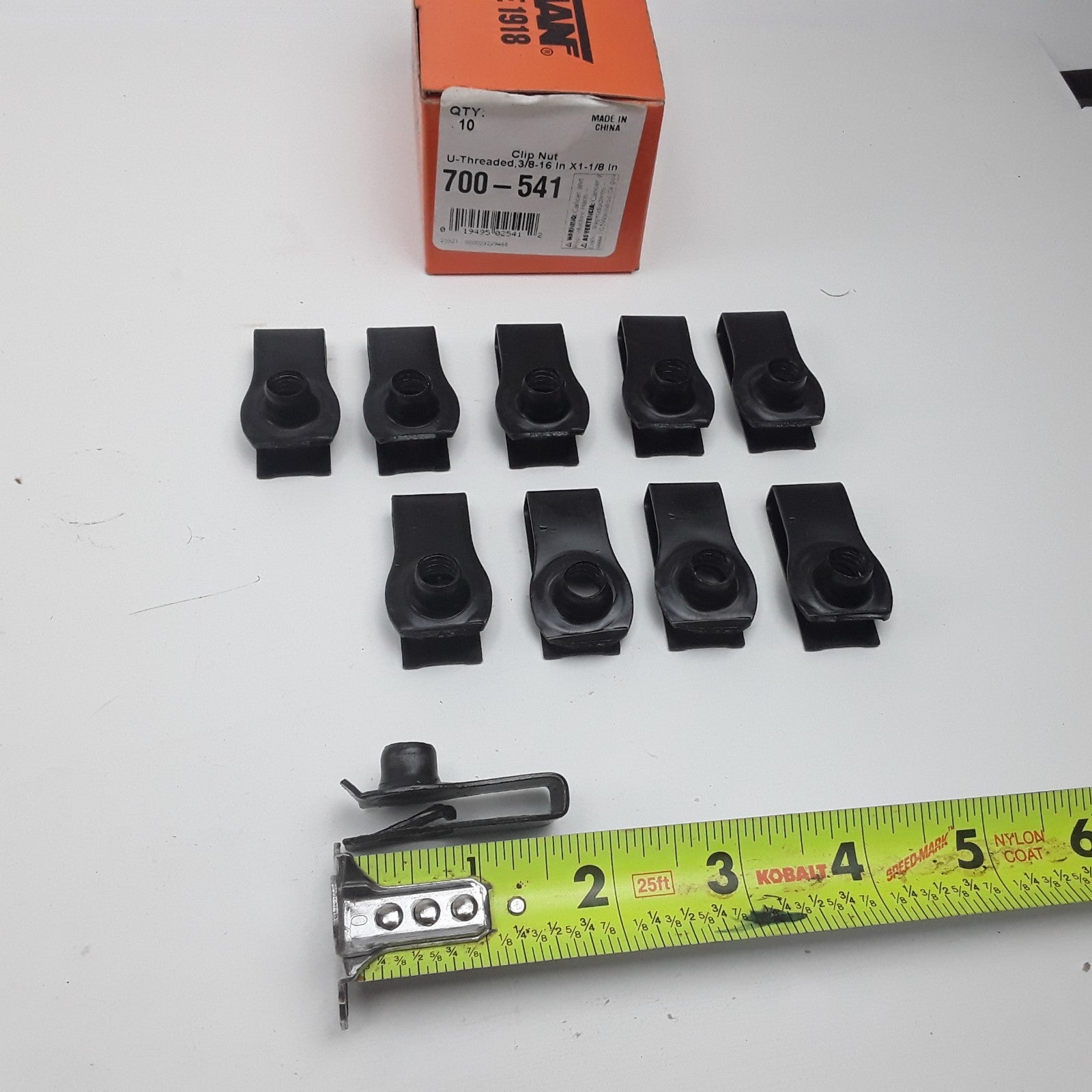 Set of 10 Clip Nut U-Threaded 3/8-16 in X 1-1/8 in Panel Range .05 mm-20 mm