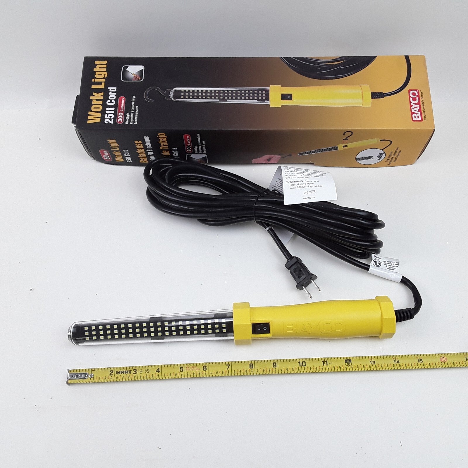 Bayco SL-2125 Worklight Floodlight 600 Lumens 60 LED 25 Ft Cord W/ Magnetic Hook