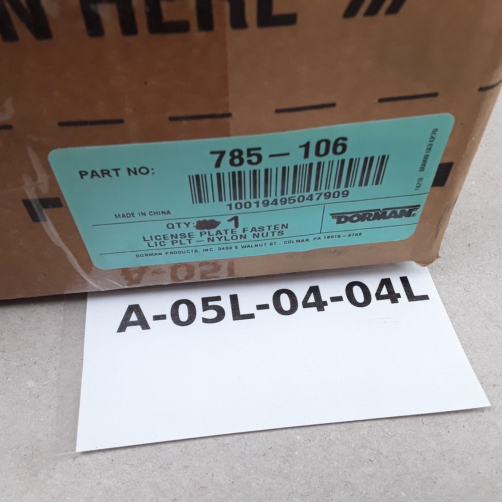 Dorman 785-106 License Plate Fasteners-Nylon Nut Insert- M6 No 14 1/4 Set of 6