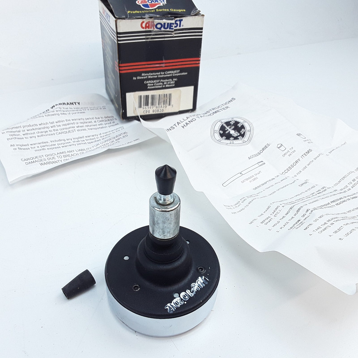 Carquest 80820 Tachometer Gauge Hand Held 0-4,000 RPM 3'' Diameter