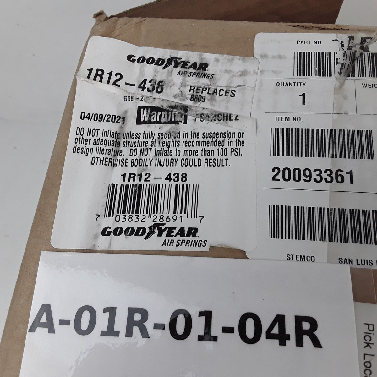 Goodyear 1R12-438 Air Spring Rolling Lobe Fits Trucks Trailers and Buses
