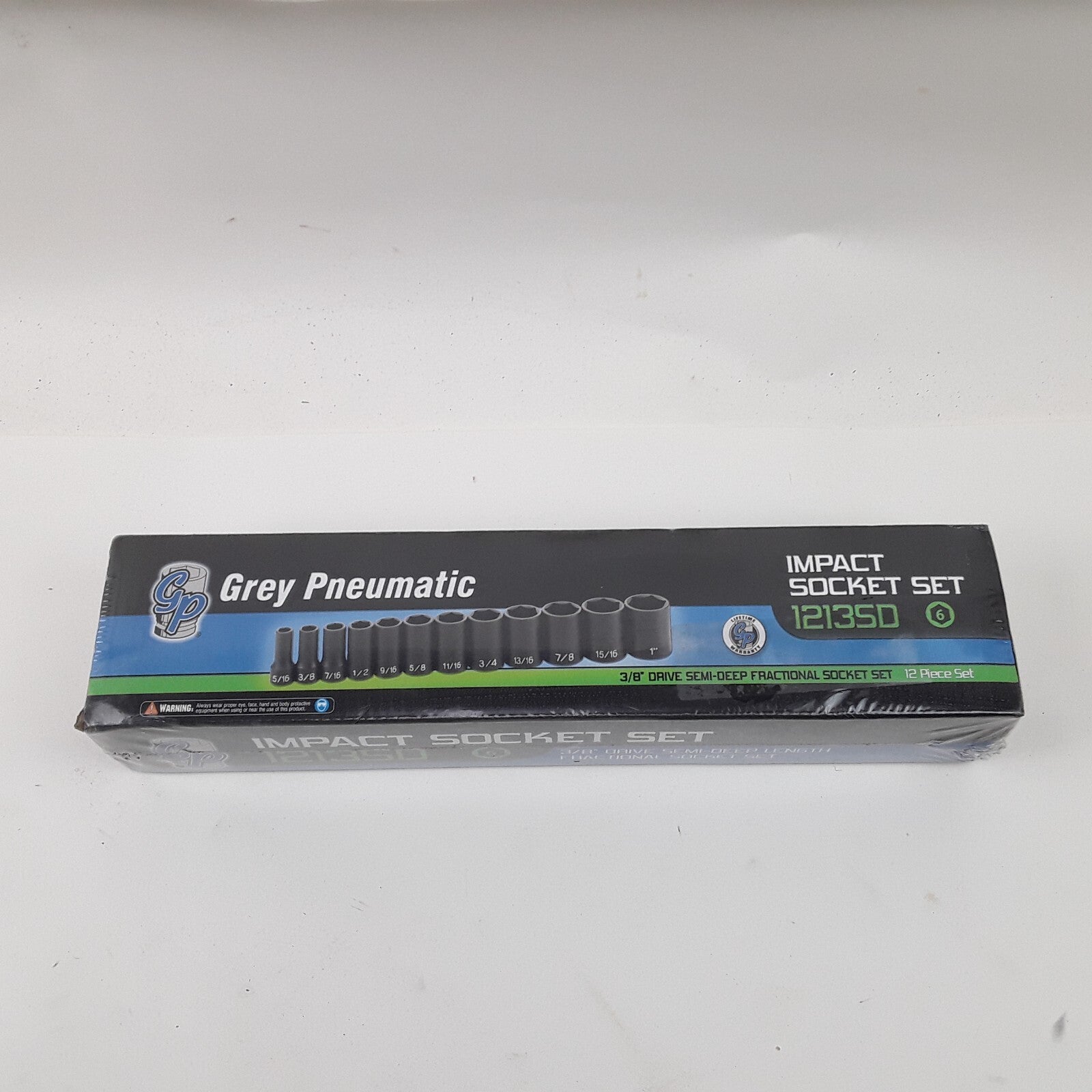 Grey Pneumatic 1213SD 3/8'' Drive Semi–Deep Length Fractional Socket Set 12 Pcs