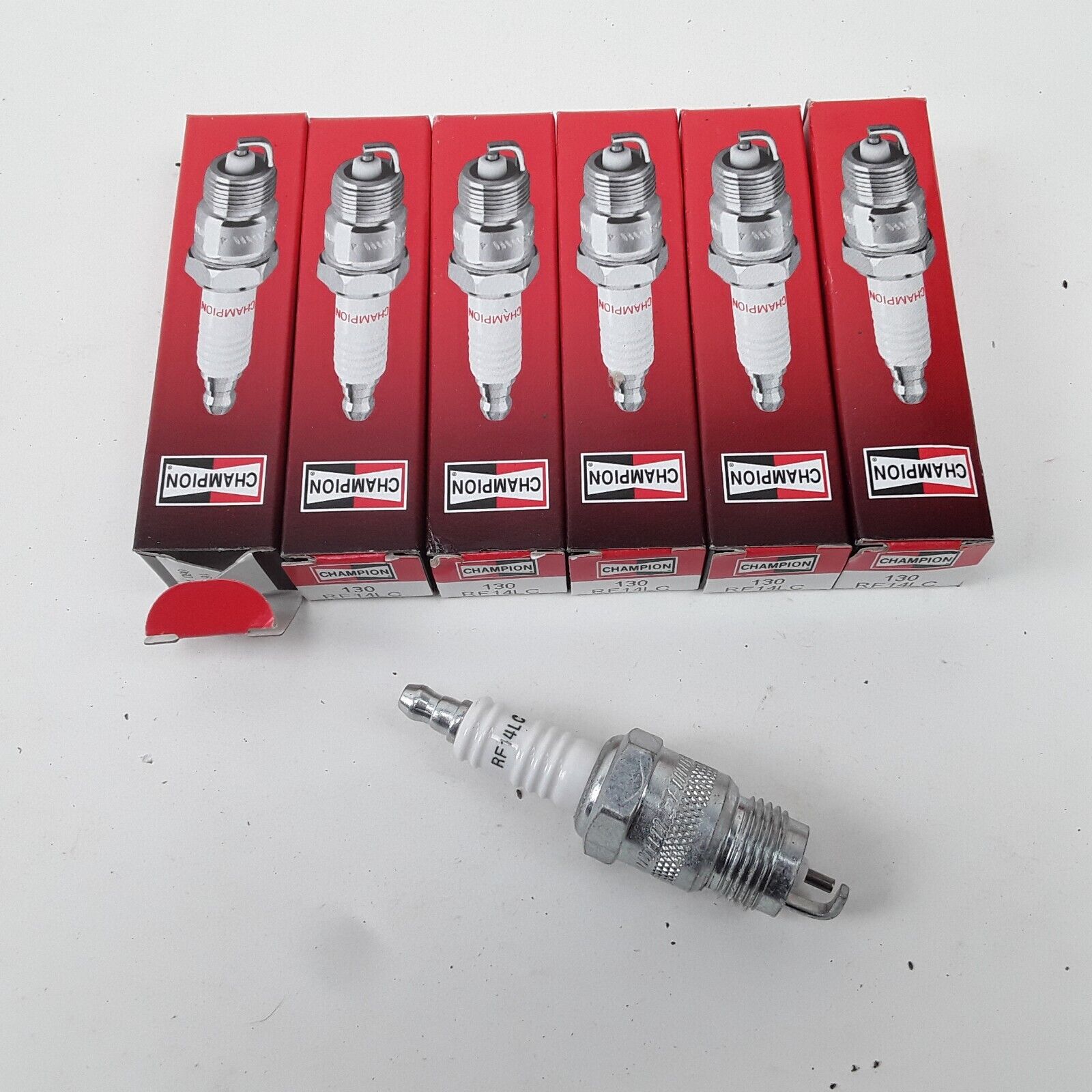 SET 6 Champion 130 RF14LC Spark Plug Fits Ford F-150 F-250 F-350 E-350 Econoline