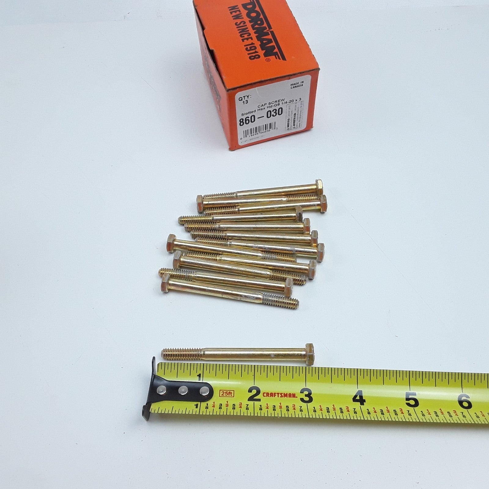 Dorman 860-030 Cap Screw-Hex Steel Head-Grade 8- 1/4-20 x 3 in Set of 13