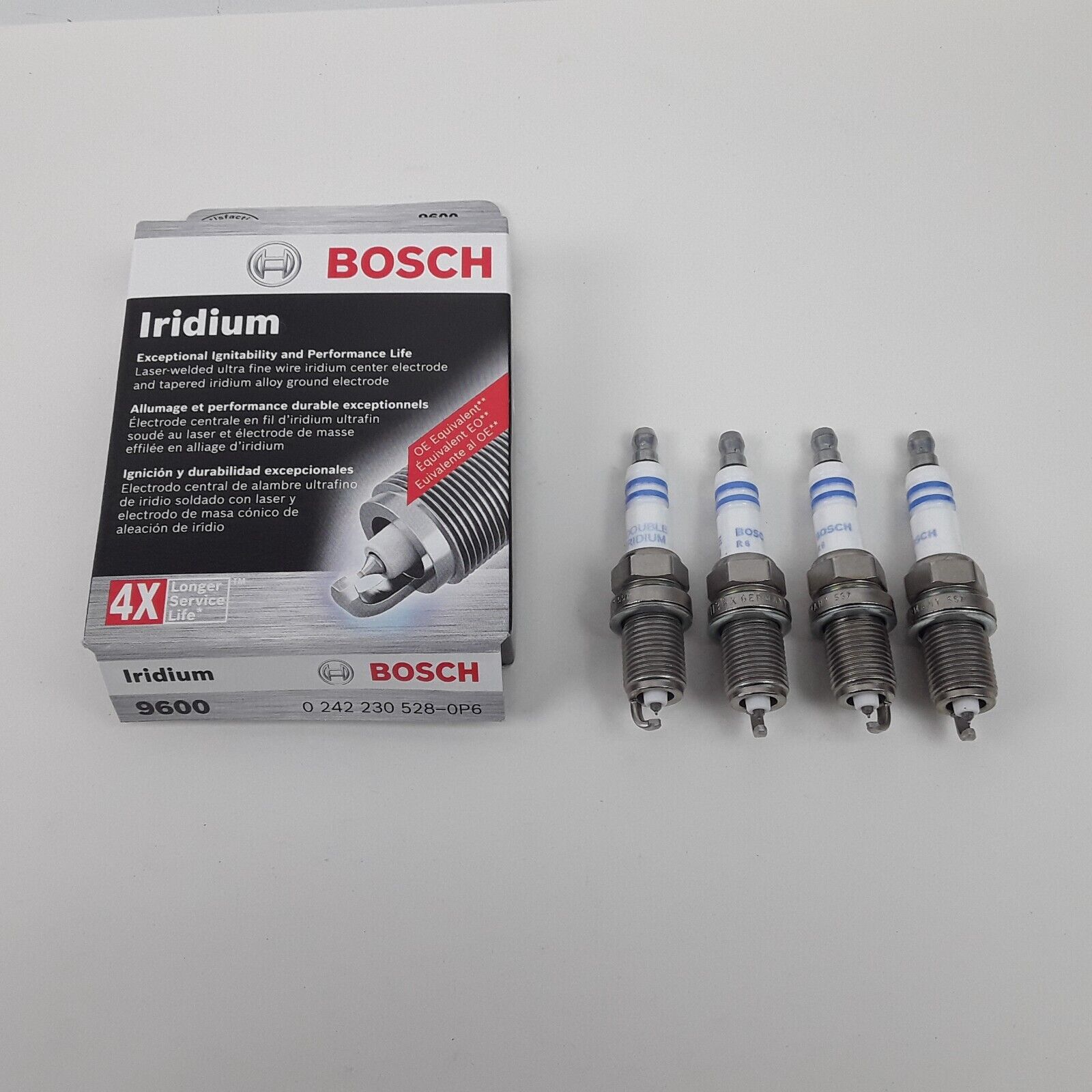 4 Bosch 9600 Double Iridium Spark Plug For Chevrolet Hyundai Kia Toyota Subaru