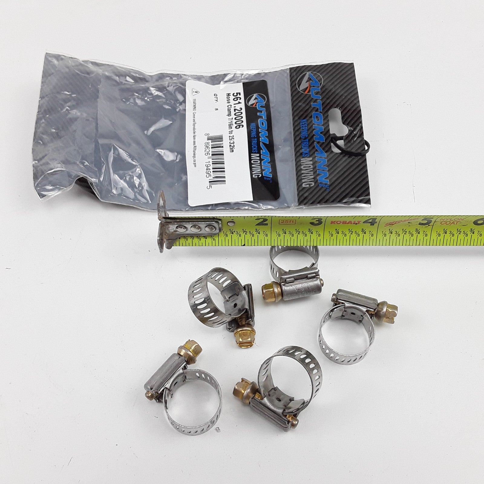 Hose Clamp Assembly 7/16in to 25/32in Set of 5 Clamps Automann 561.20006