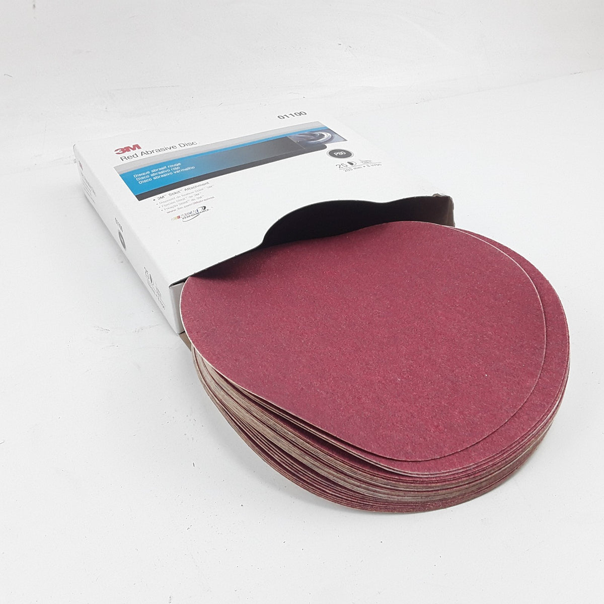 3M 01100 Red Stikit Abrasive Discs P80 Grit 8 inches 203mm 25 Discs Per Box