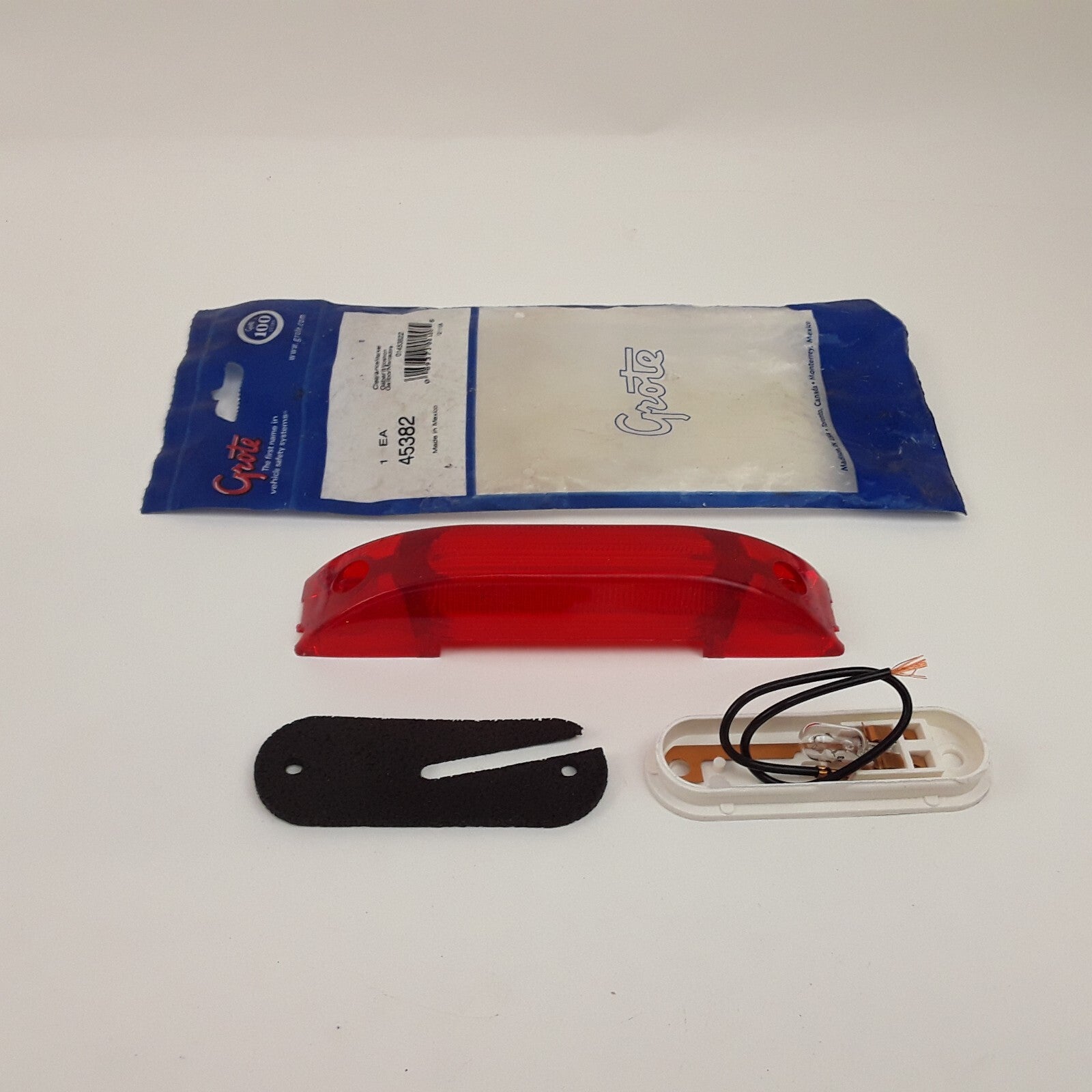Grote 45382 Side Marker Light Lamp Red 12V Clearance Trtlebk Thinline SNGL Bulb