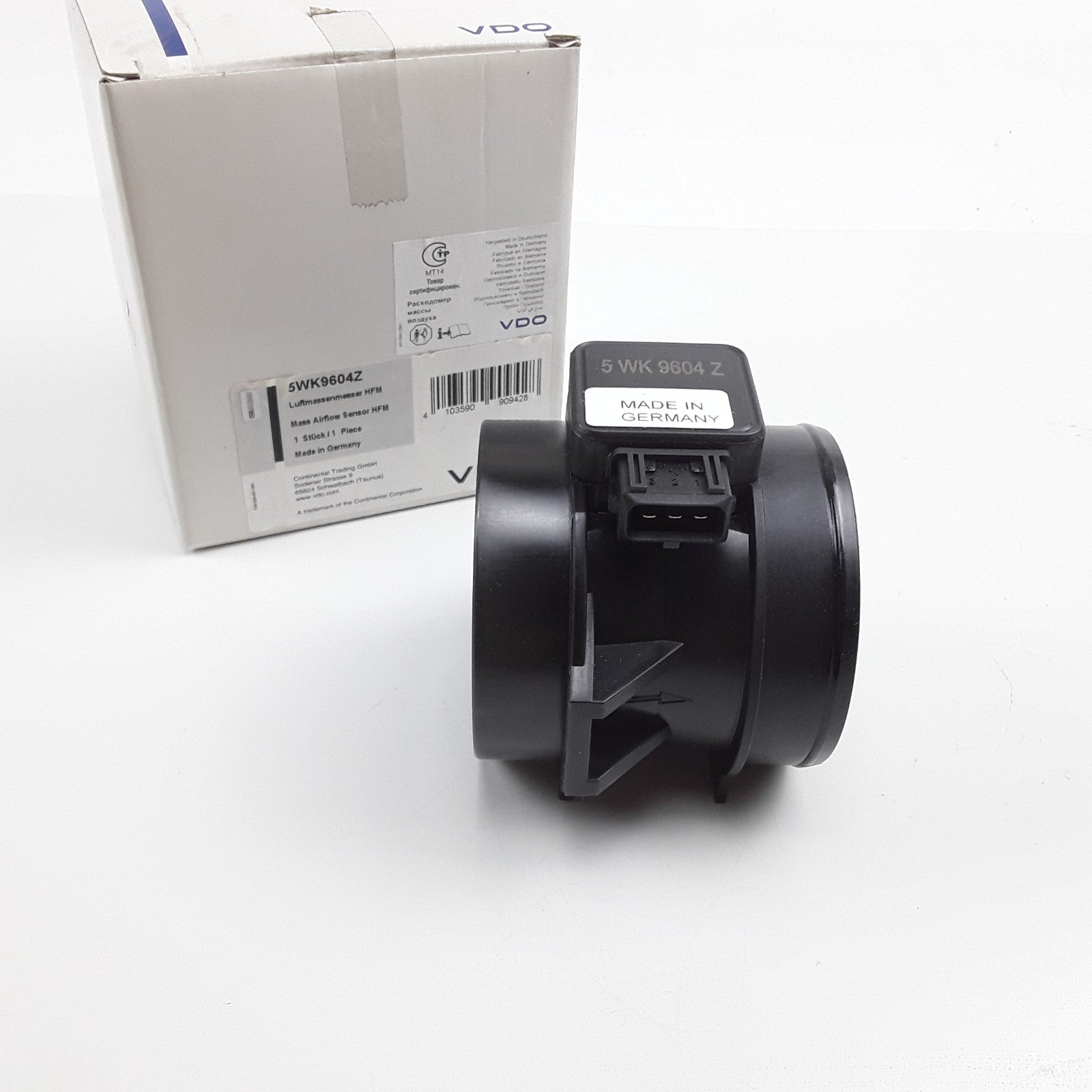 VDO 5WK9604Z (MAF) Mass Air Flow Sensor Flange Mount Fits Volvo V40 S40 2000