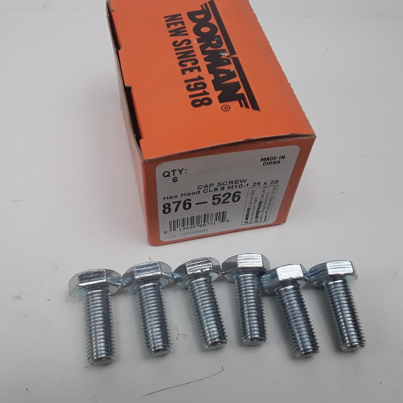 Dorman 876-526 Cap Screw-Hex Steel Head-Class 8.8- M10-1.25 x 25mm Set of 6