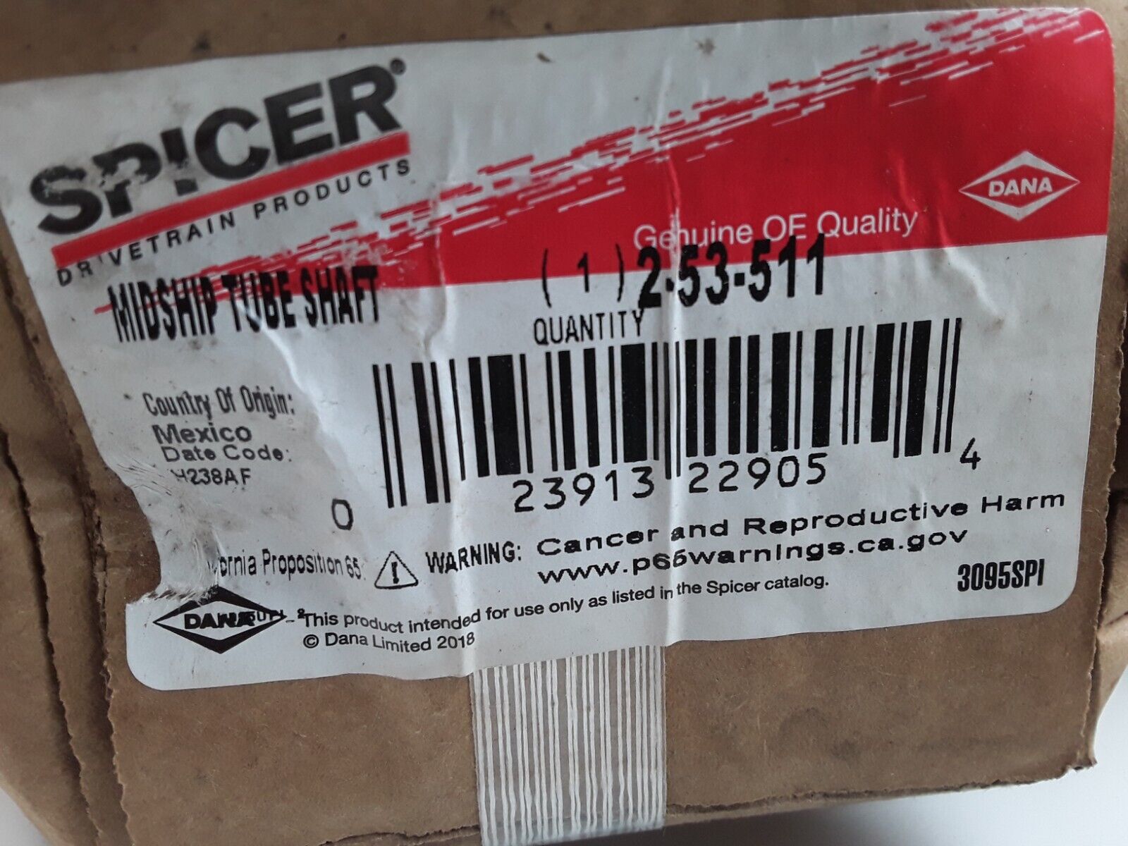 Drive Shaft Tube Midship Stub Shaft DANA Spicer 2-53-511 1210-1310 Series - HotCarParts