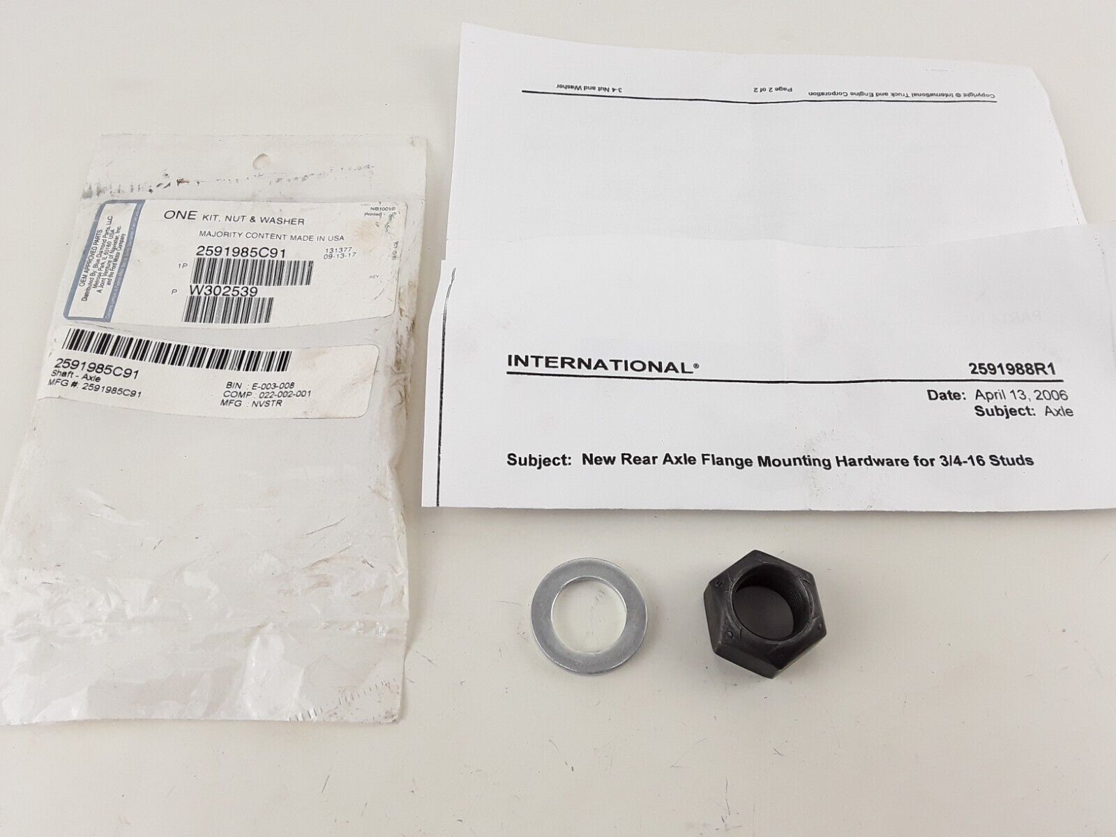 OEM INTERNATIONAL 2591985C91 KIT, AXLE SHAFT MOUNTING HARDWARE FOR 3/4-16 STUDS - HotCarParts