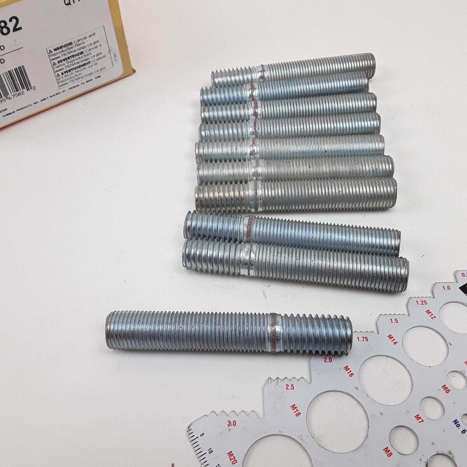 Double Ended Stud Steel Silver - 1/2-13 x 3/4 In. and 1/2-20 x 2 In Pack of 10
