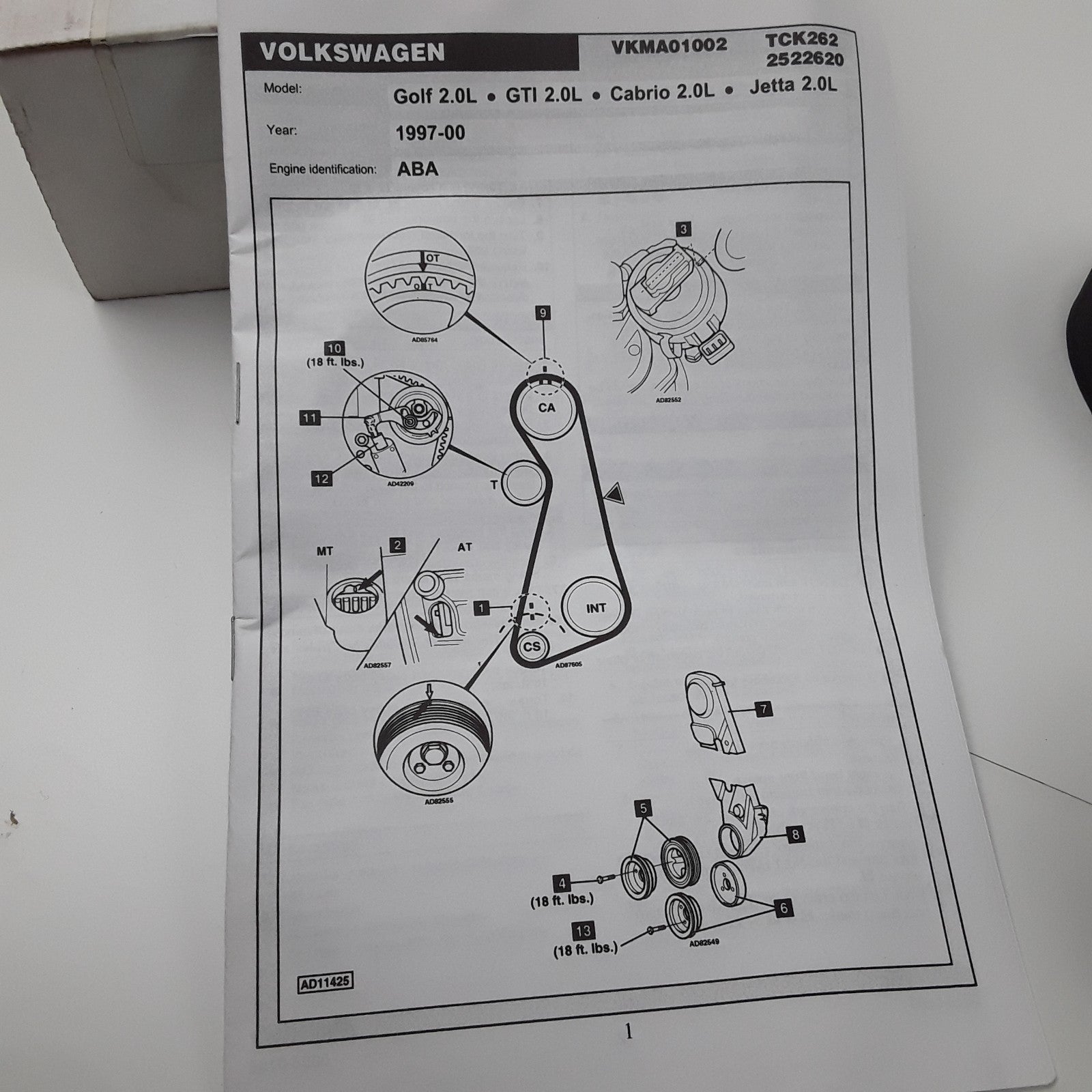 Engine Timing Belt Component Kit Fits Volkswagen Cabrio 1996-2002 Jetta 1997-99