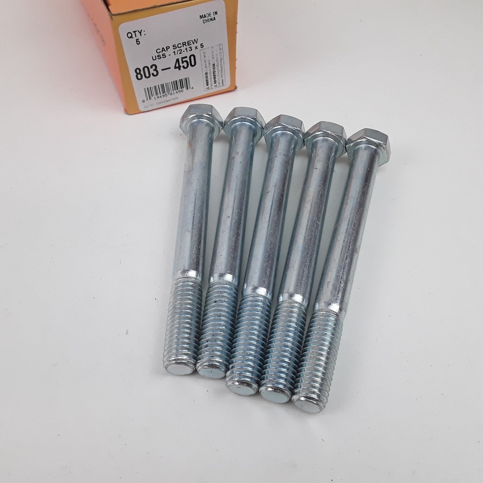 Multipurpose Car Truck Bolt Cap Screw-Hex Head-Grade 5- 1/2-13 x 5 In Pack of 5