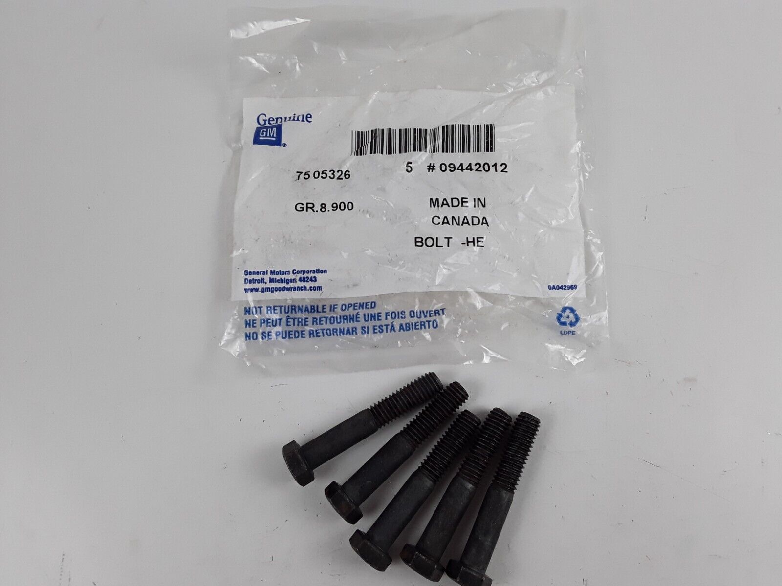 5 pcs Water Pump Bolt for Chevrolet S10,GMC Sonoma 4.3L 1994-2004 GM 09442012 - HotCarParts