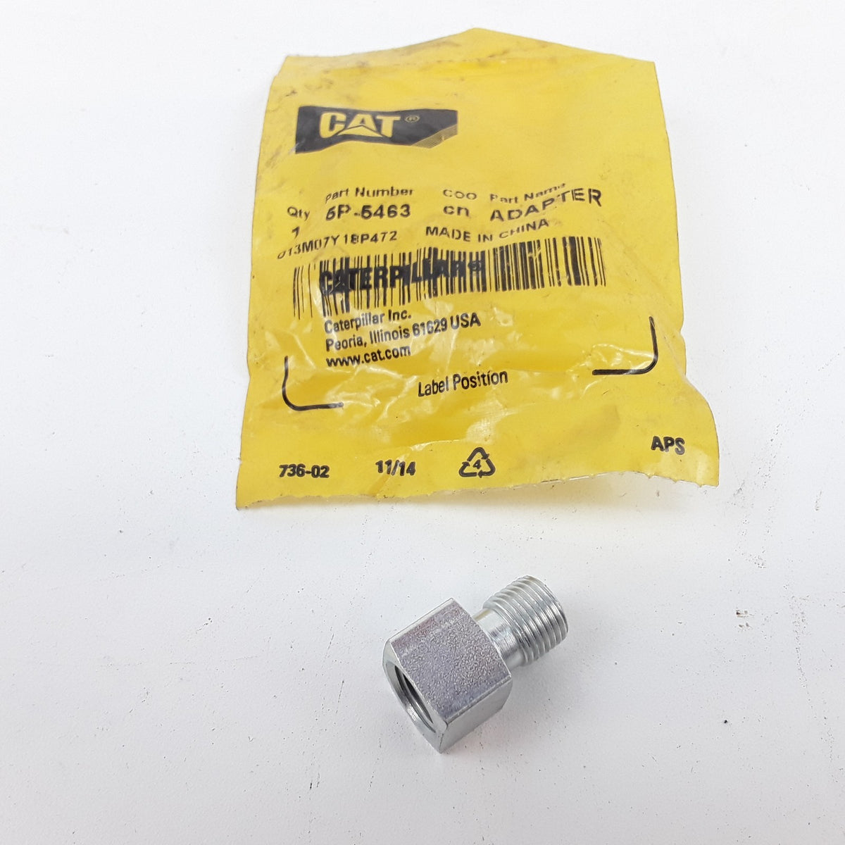 Cat 5P-5463 22 mm Long Straight Adapter (NPSM to NPTF) For Chassis Arrangement