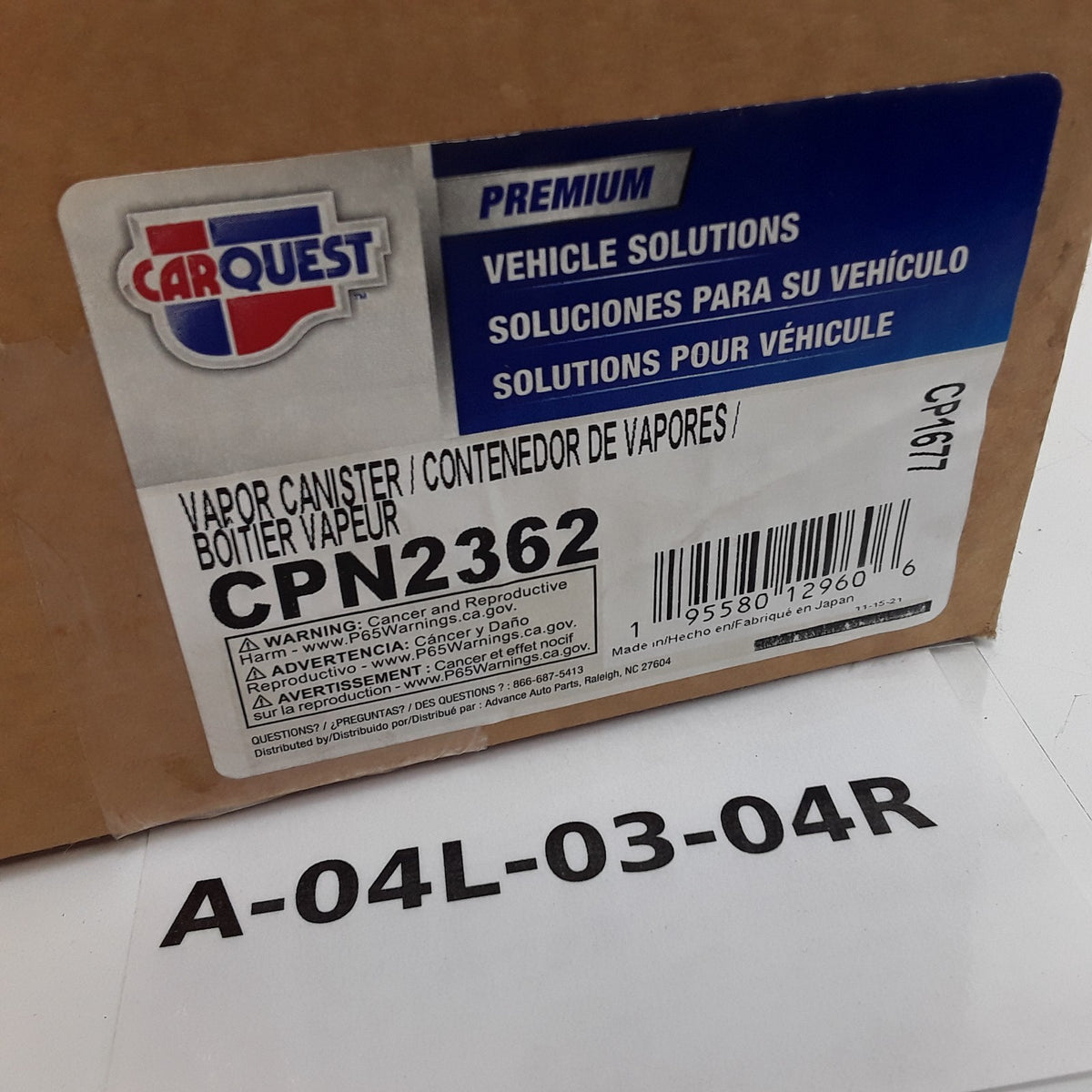 Carquest CPN2362 Fuel Vapor Canister Fits Mazda 3 (2010 2011 2012 2013)