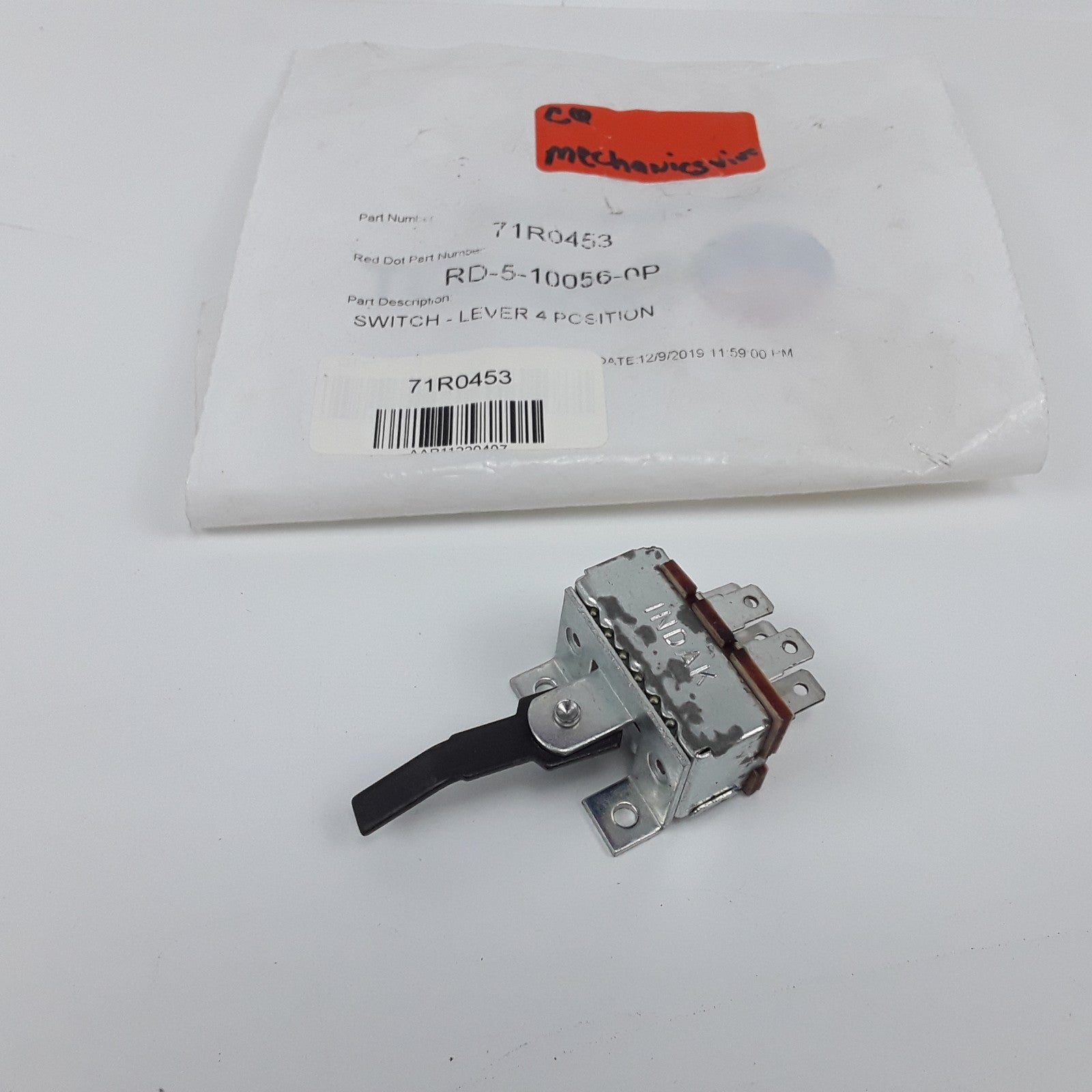Red Dot 71R0453 Bent Lever Blower Switch Assembly 4 Positions Heavy Duty
