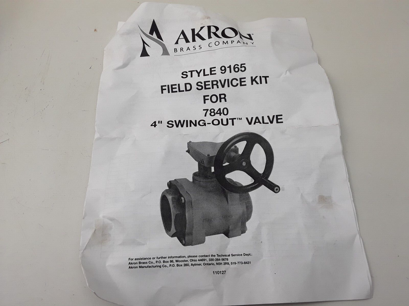 Akron Style 9165 Valve Field Service Kit For 7840 4" swing-out valve NEW - HotCarParts