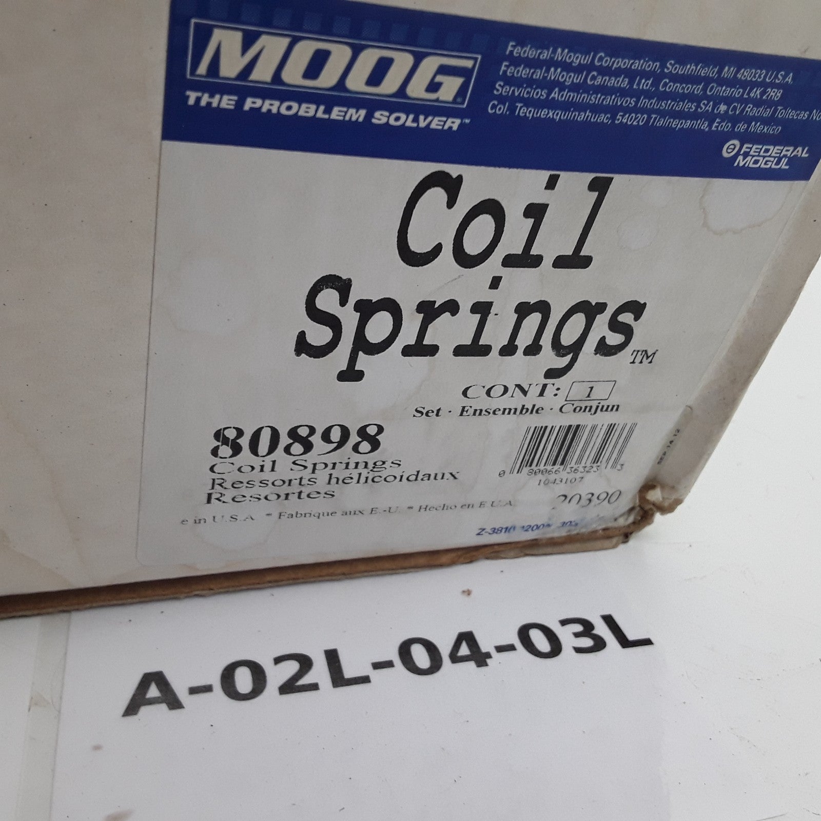MOOG 80898 Front Coil Spring Set Assembly Black Fits Nissan Altima (2000-2001)