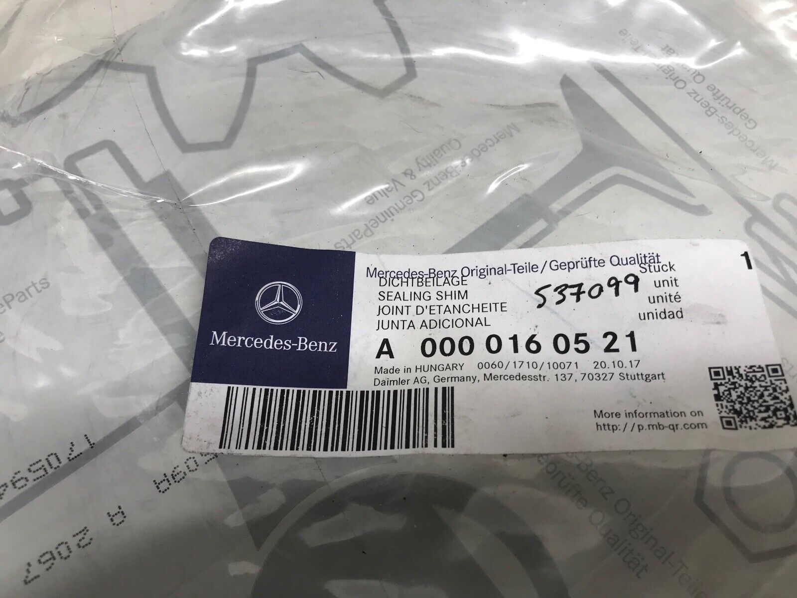 GENUINE OEM MERCEDES-BENZ A0000160521 Valve Cover Gasket MBE900 DDEA0000160521 - HotCarParts