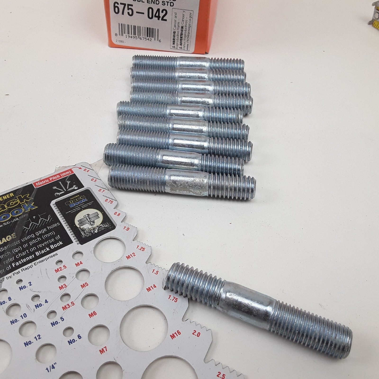 Car Truck Double Ended Stud - 7/16-14 x 13/16 In. and 7/16-20 x 1 In Pack of 10