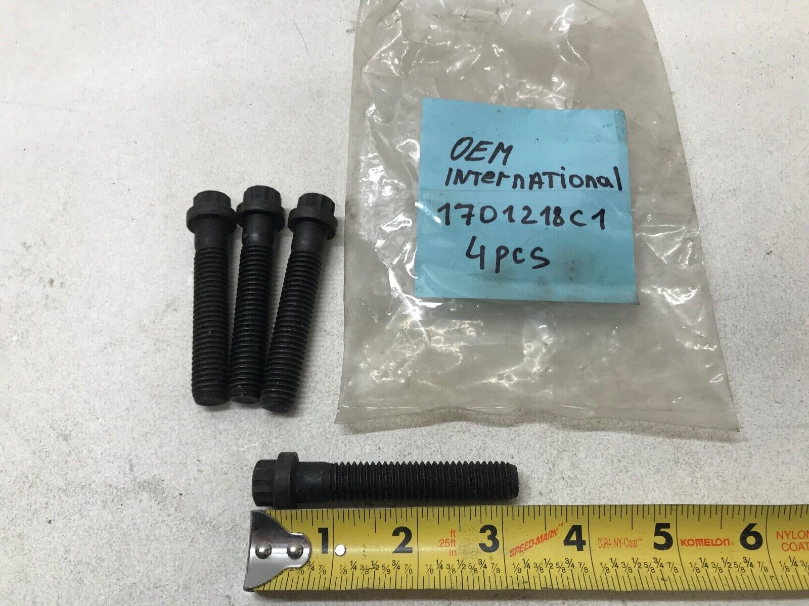 Genuine INTERNATIONAL 1701218C1 Cylinder Head Bolt Pack/Set of 4 Made in USA - HotCarParts