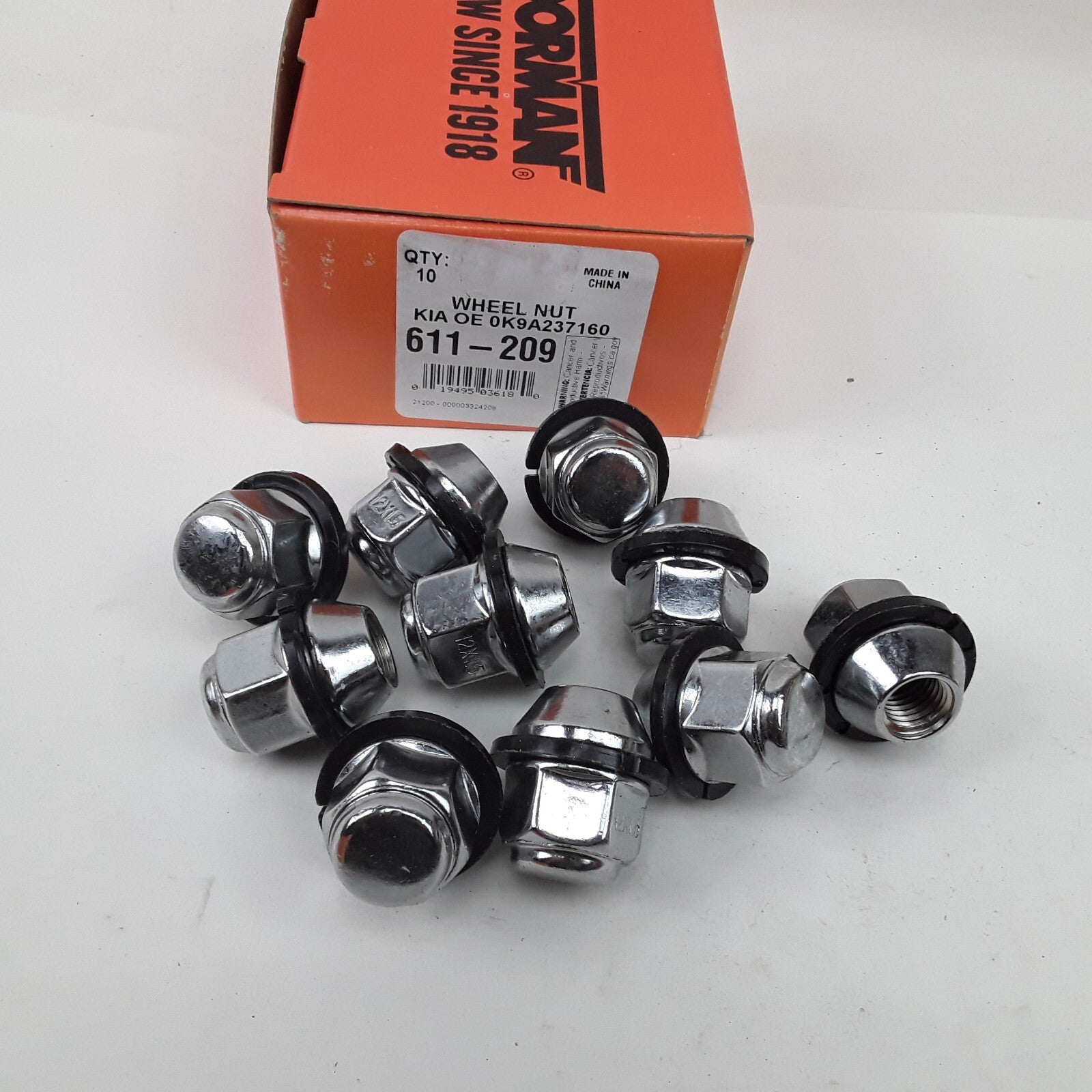 Set 10 Wheel Nut M12-1.50 Acorn - 21mm Hex, 30.25mm Fits Kia Magentis Optima Rio