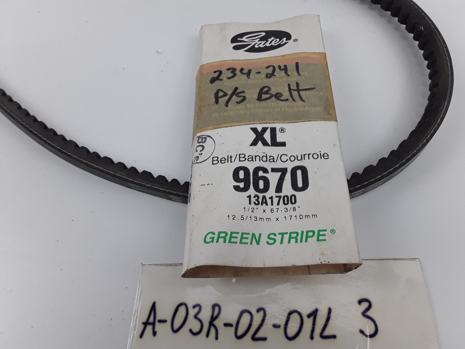 Gates 6970 Power V-Belt Assembly Green Stripe XL 1/2" x 67-3/8"