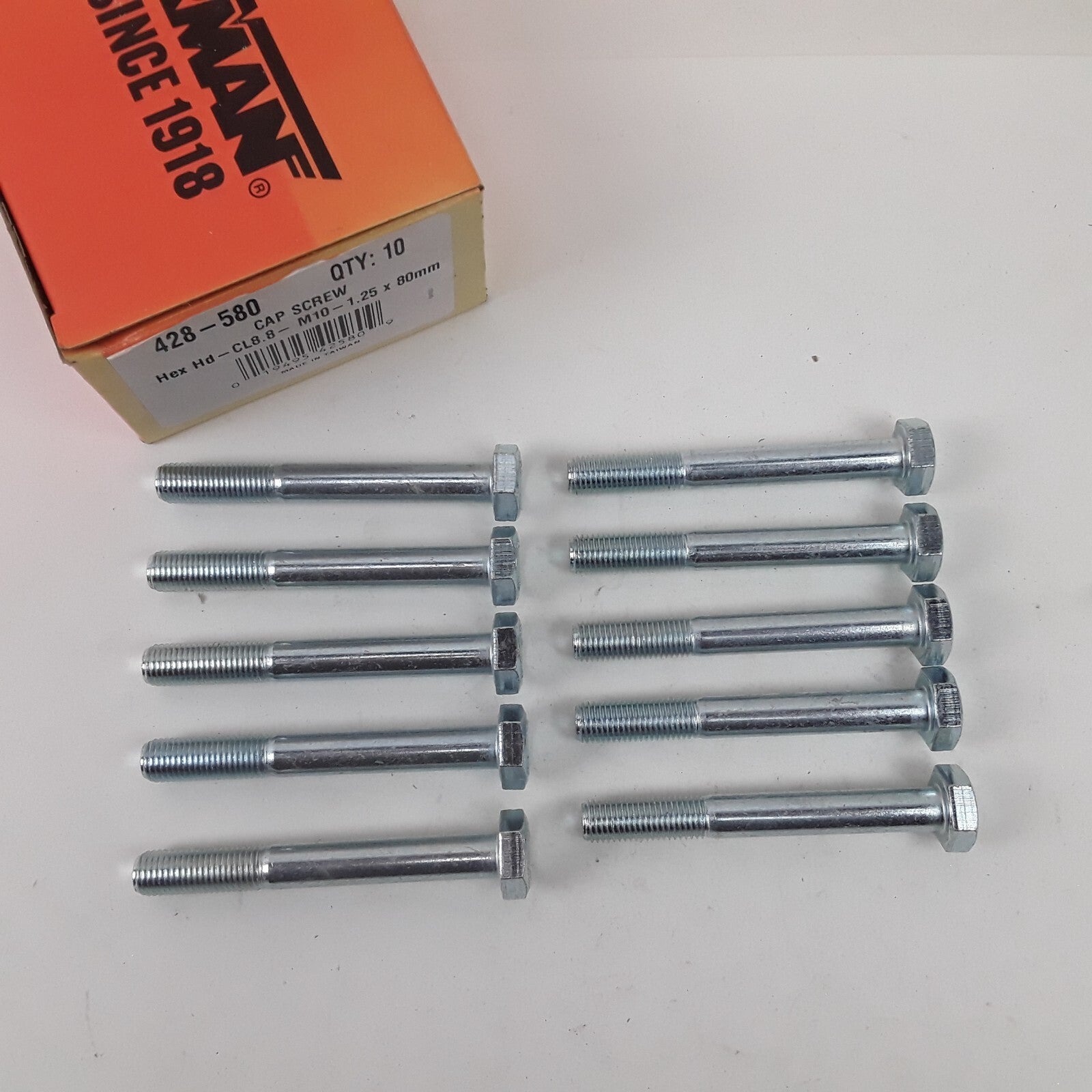 10 Multipurpose Car Truck Bolt Cap Screw-Hex Head-Class 8.8- M10-1.25 x 80mm