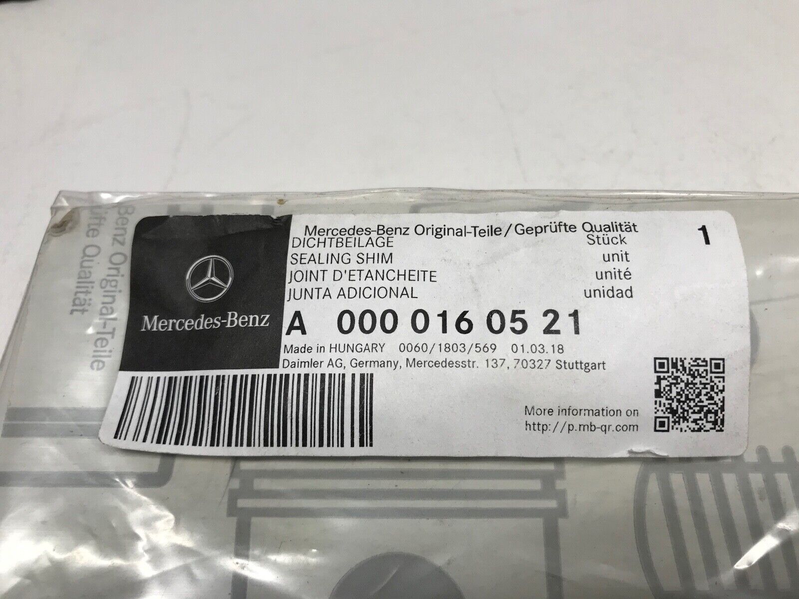 GENUINE OEM MERCEDES-BENZ A0000160521 Valve Cover Gasket MBE900 DDEA0000160521 - HotCarParts