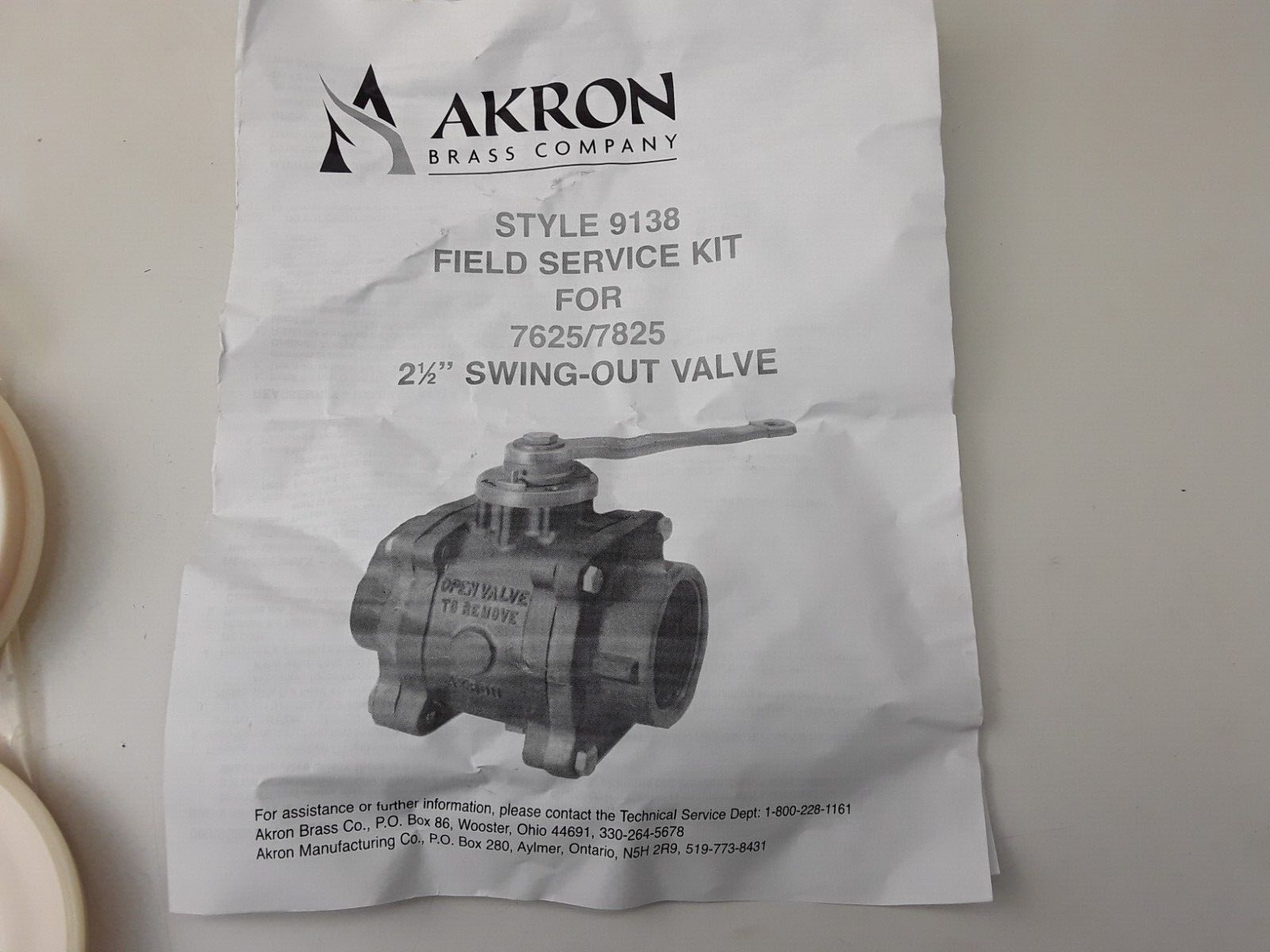 Akron Style 9138 Valve Field Service Kit For 7625 7825 2-1/2" Swing-Out Valve - HotCarParts