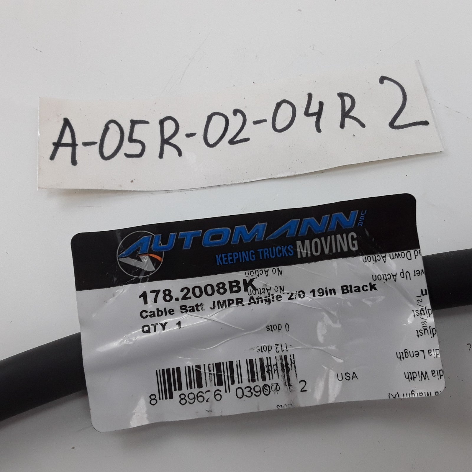 Automann 178.2008BK Truck Cable Battery JMPR Angle 2/0 19in Black