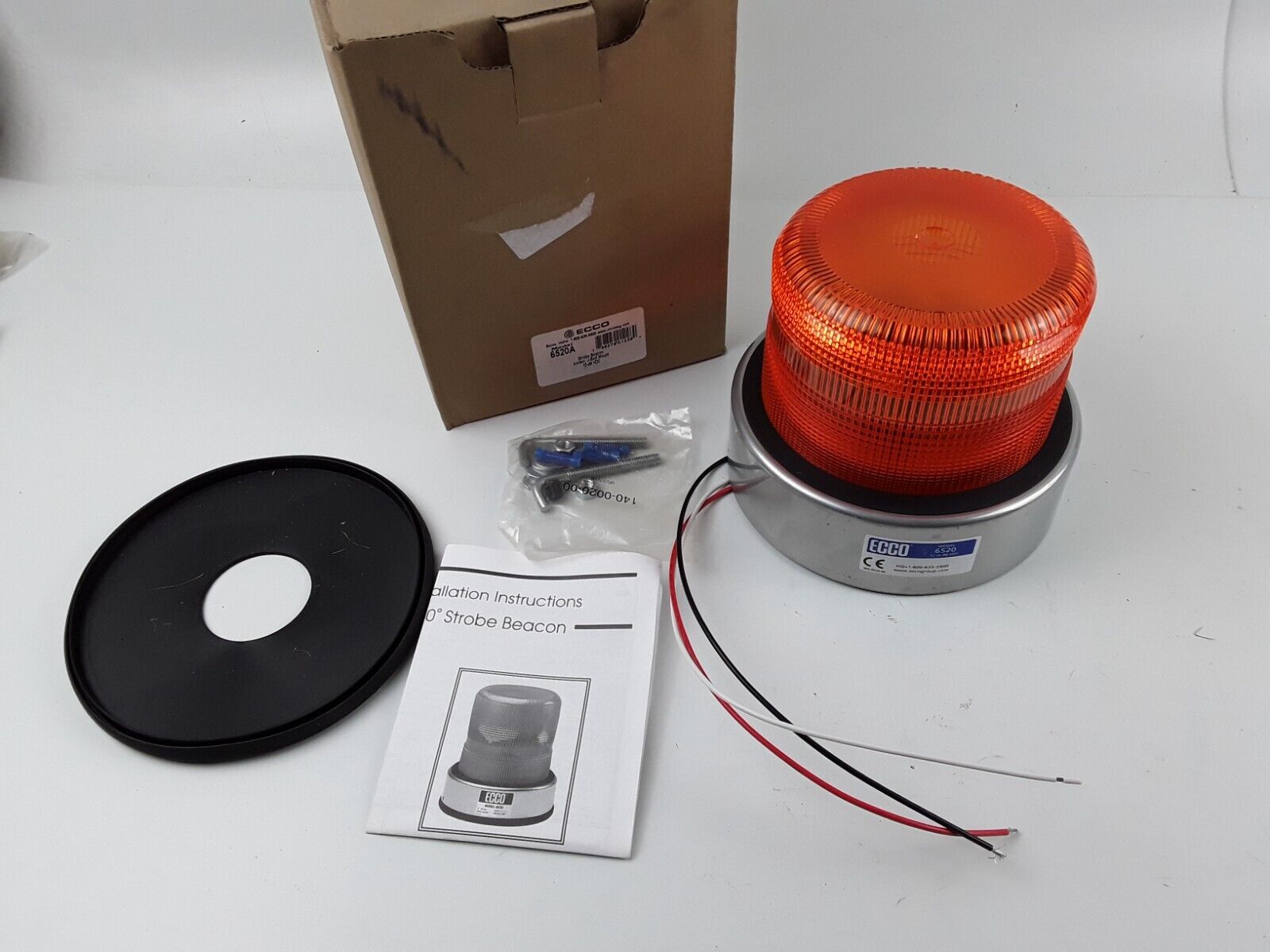 Ecco 6520A Strobe Beacon Lamp Amber J-Bolt Mount 12-48 VDS Fast Free Shipping - HotCarParts