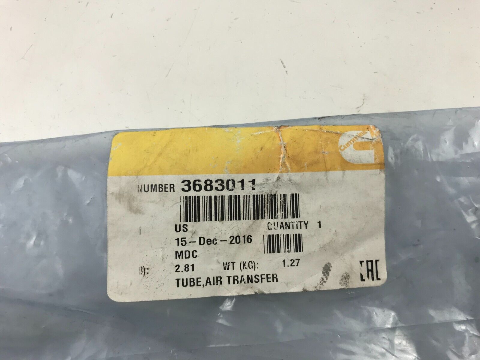 GENUINE OEM CUMMINS 3683011 TUBE AIR TRANSFER Air Crossover Tube FAST SHIPPING - HotCarParts
