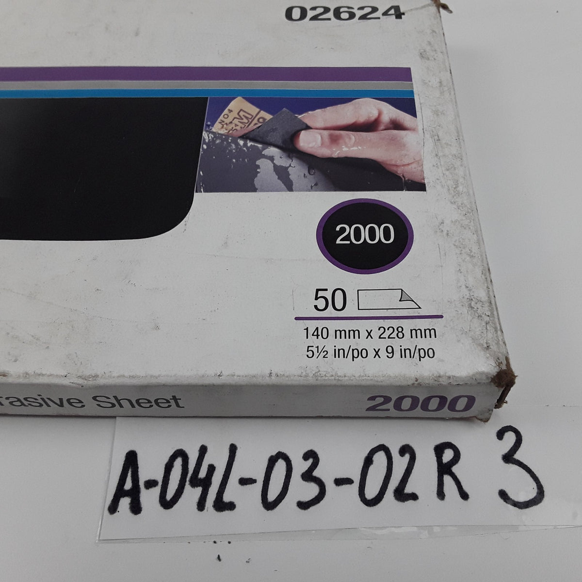 3M 02624 Wetordry Abrasive Sheet 5 1/2 in X 9 in 2000 Grit 50 Sheets Per Carton