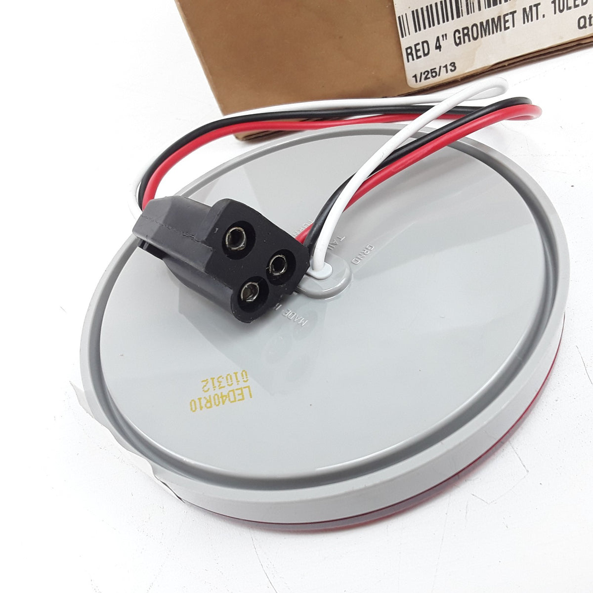Red 4" Round 10-LED Grommet Mount S/T/T Lamp Box Midwest Truck WA22546R