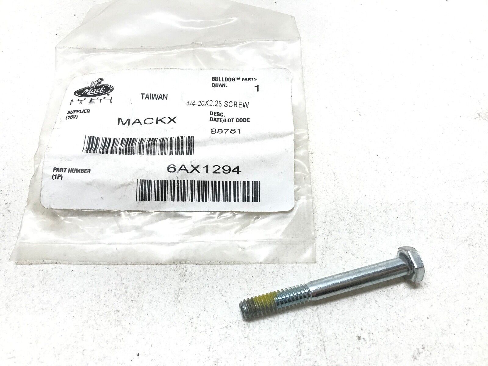 GENUINE MACK 6AX1294 SCREW MACH 1/4-20X2.25 - HotCarParts