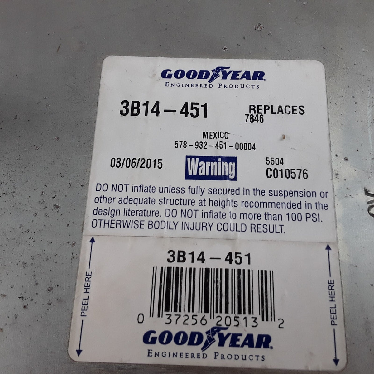 Goodyear 3B14-451 Suspension Air Spring Kit Fits Trucks Trailers and Buses