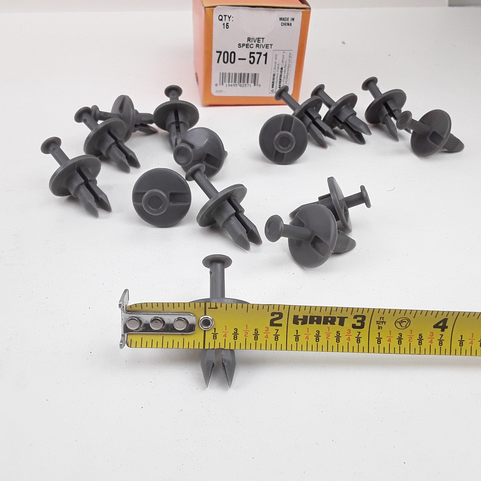 Car Truck Fastener Retainer Spec Rivet-Push In-Hole Diameter .4375 In Pack of 15