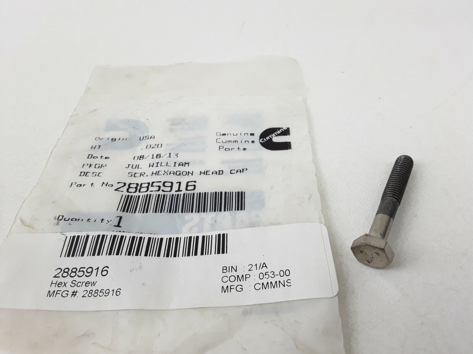 Cummins 2885916 SCREW,HEXAGON HEAD CAP FAST FREE SHIPPING - HotCarParts