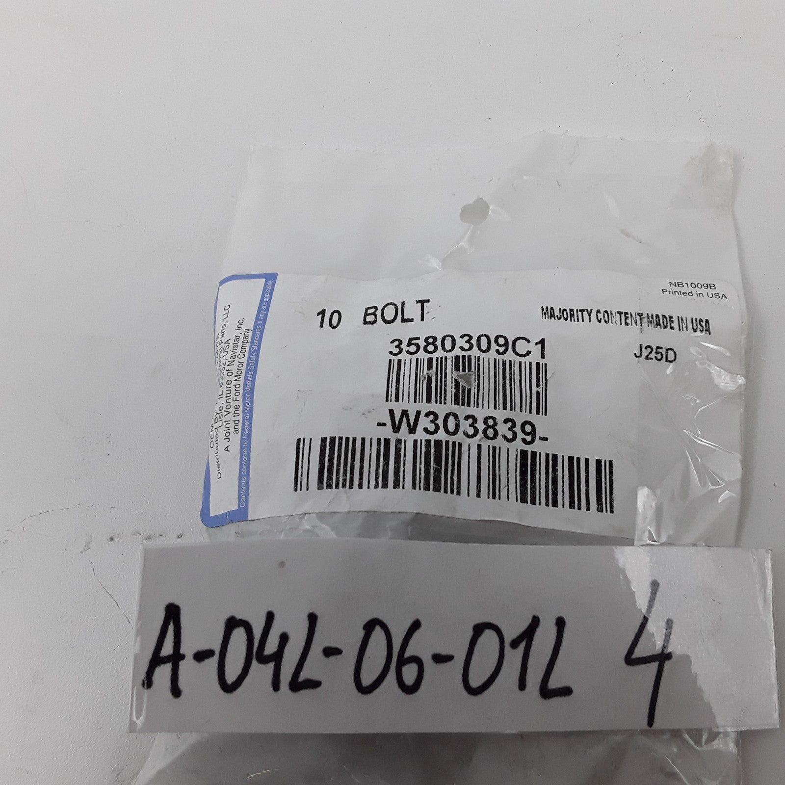 International 3580309C1 Stainless Steel Bolt M6 x 1.0-25mm For Navistar (Set 10)
