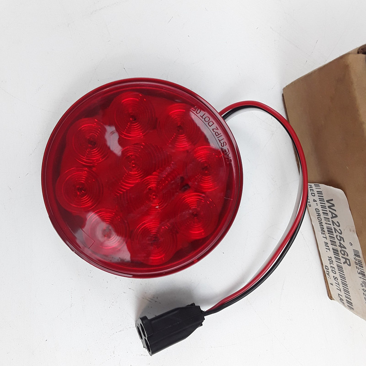 Red 4" Round 10-LED Grommet Mount S/T/T Lamp Box Midwest Truck WA22546R