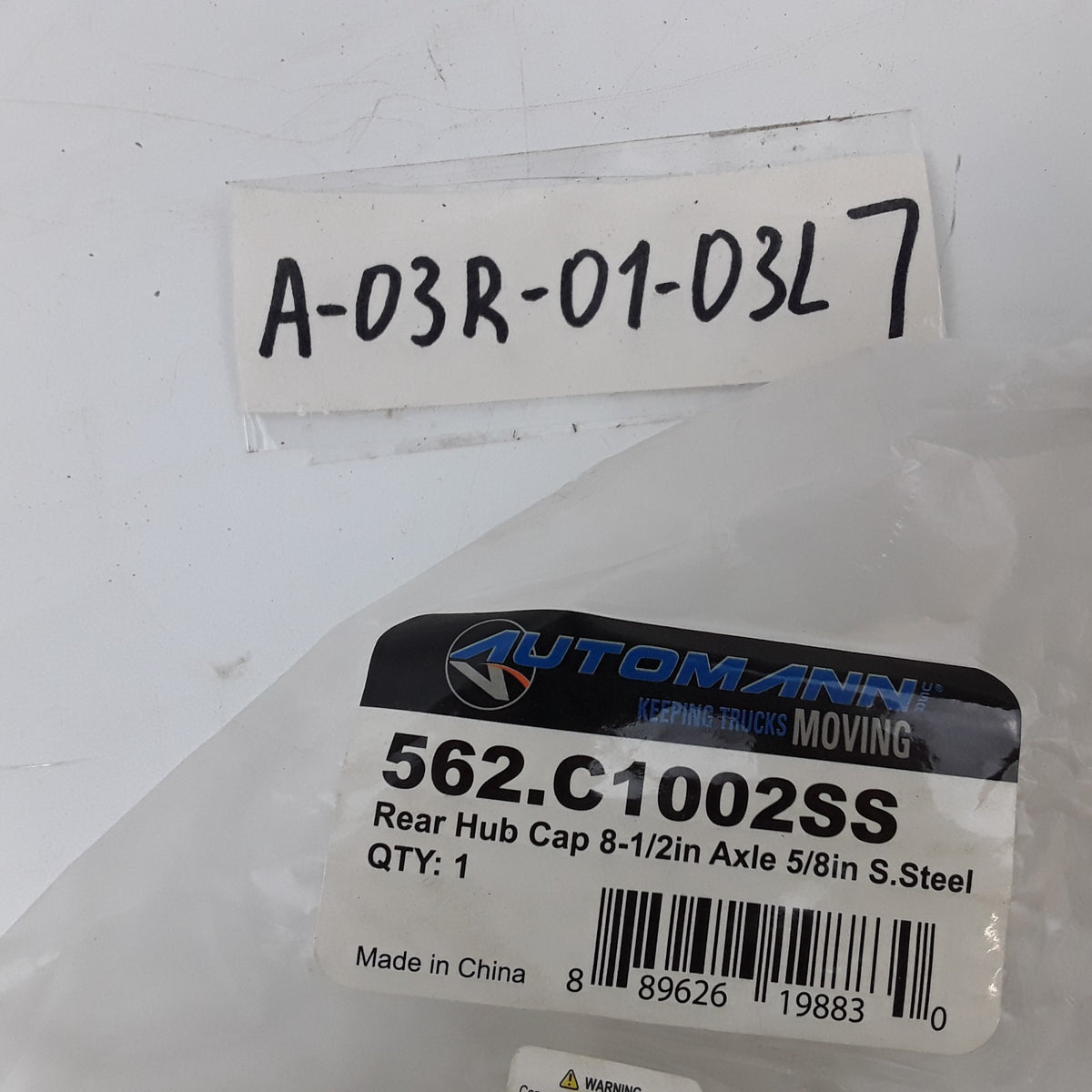 Automann 562.C1002SS Rear Wheel Hub Cap 8-1/2 inch Axle 5/8 inch Stainless Steel